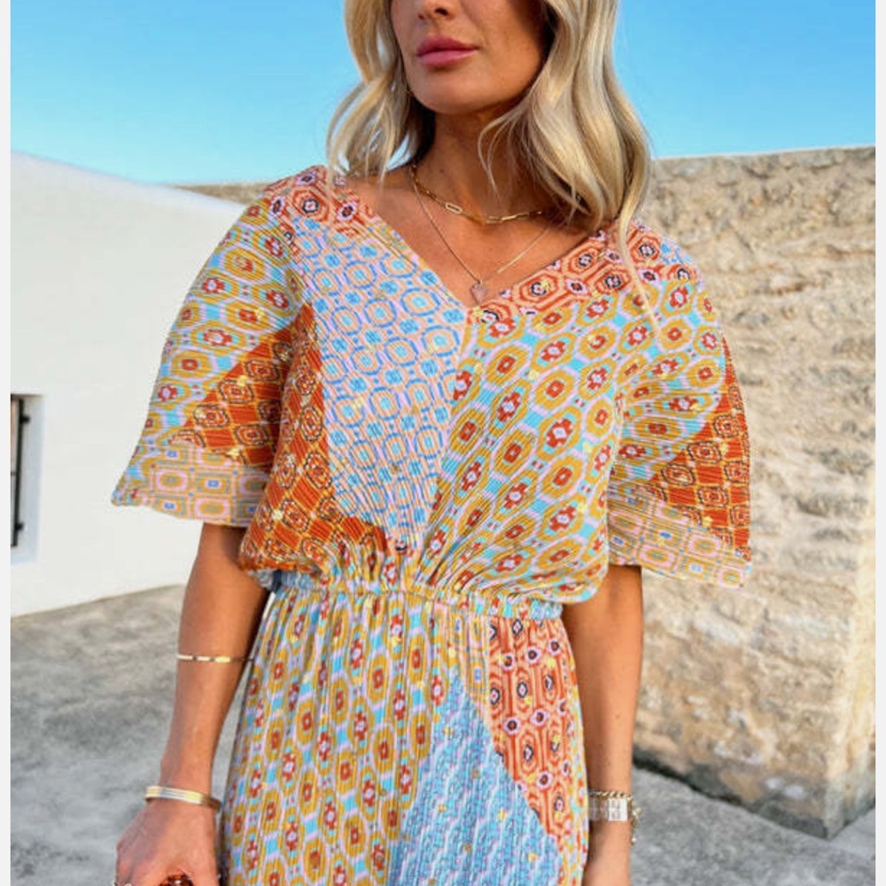 Never Fully Dressed Multicolor Patchwork Print Pl… - image 3